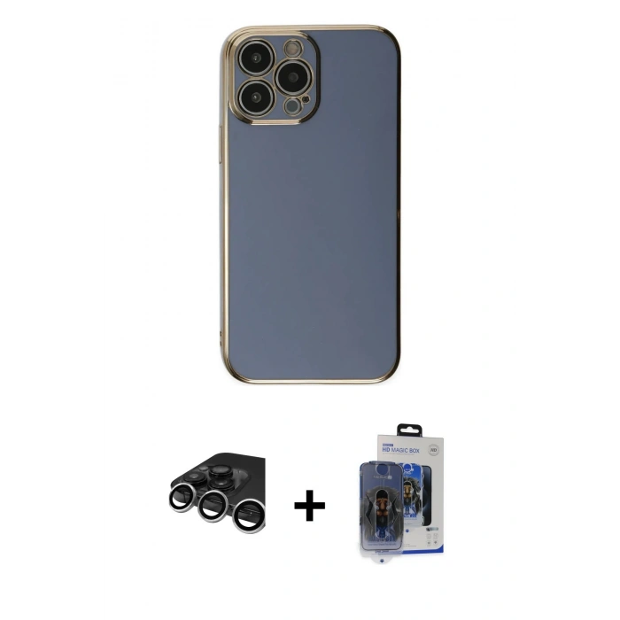 MARSİLYAN™- iPhone 15 Pro Max Kılıf Yankı Serisi - Siyah Vanessa Magic Cam + Raze Metal Kamera Lens - GS