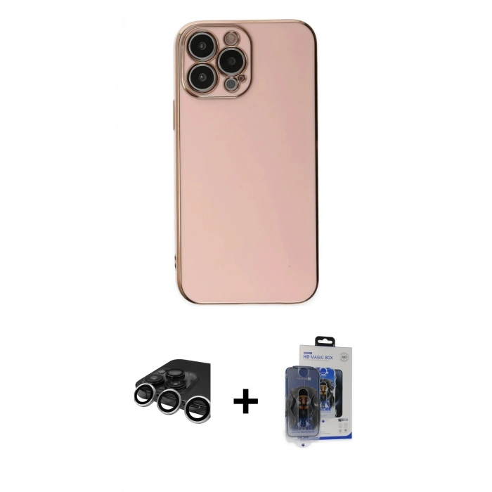 MARSİLYAN™- iPhone 15 Pro Max Kılıf Yankı Serisi - Siyah Vanessa Magic Cam + Raze Metal Kamera Lens - GS
