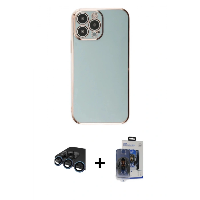 MARSİLYAN™- iPhone 15 Pro Max Kılıf Yankı Serisi - Siyah Vanessa Magic Cam + Raze Metal Kamera Lens - LT