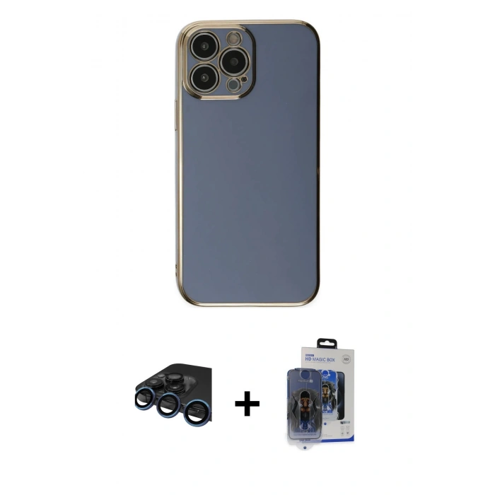 MARSİLYAN™- iPhone 15 Pro Max Kılıf Yankı Serisi - Siyah Vanessa Magic Cam + Raze Metal Kamera Lens - LT