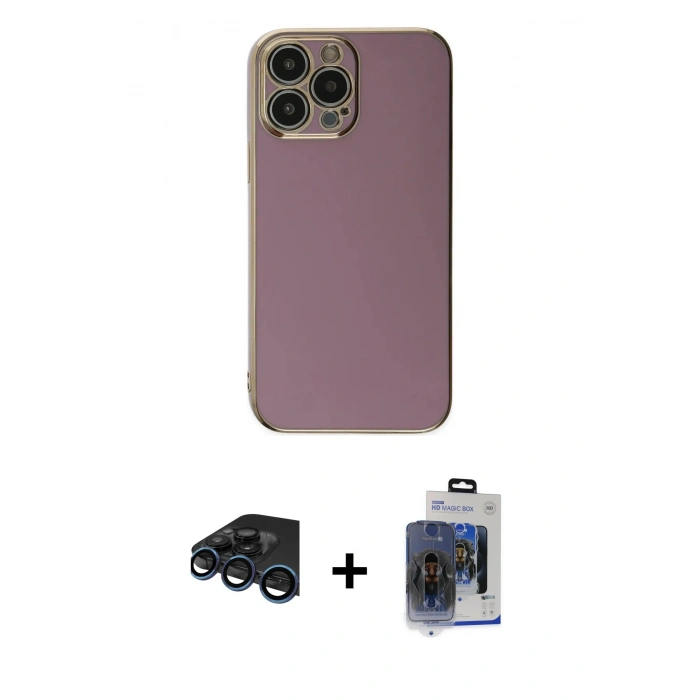 MARSİLYAN™- iPhone 15 Pro Max Kılıf Yankı Serisi - Siyah Vanessa Magic Cam + Raze Metal Kamera Lens - LT