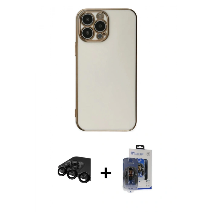 MARSİLYAN™- iPhone 15 Pro Max Kılıf Yankı Serisi - Siyah Vanessa Magic Cam + Raze Metal Kamera Lens - SH