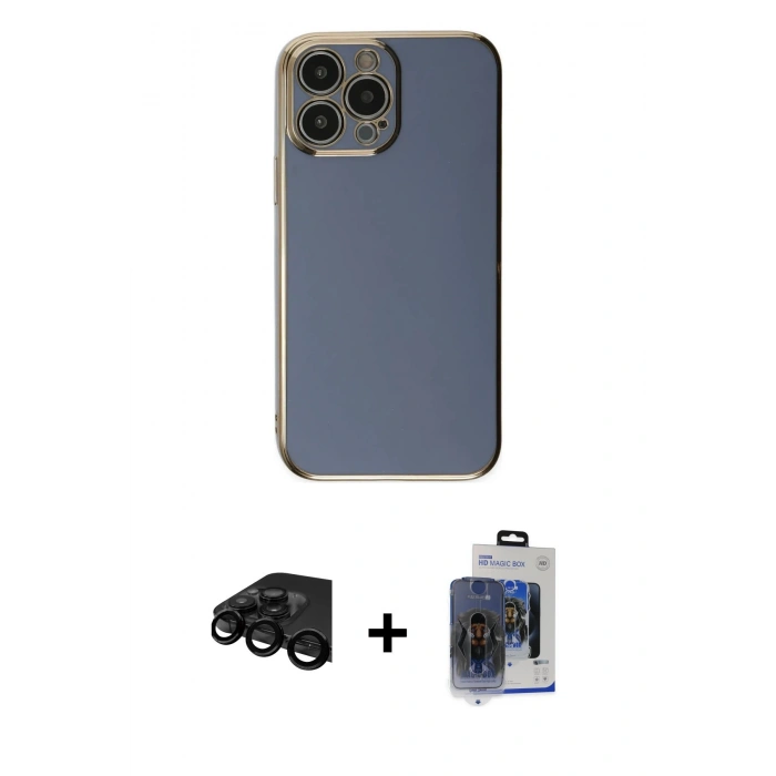 MARSİLYAN™- iPhone 15 Pro Max Kılıf Yankı Serisi - Siyah Vanessa Magic Cam + Raze Metal Kamera Lens - SH