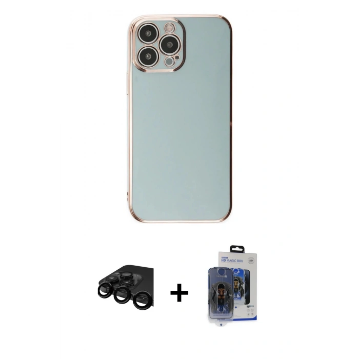 MARSİLYAN™- iPhone 15 Pro Max Kılıf Yankı Serisi - Siyah Vanessa Magic Cam + Raze Metal Kamera Lens - SH