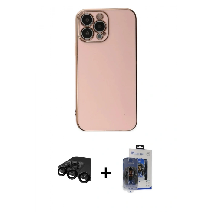 MARSİLYAN™- iPhone 15 Pro Max Kılıf Yankı Serisi - Siyah Vanessa Magic Cam + Raze Metal Kamera Lens - SH