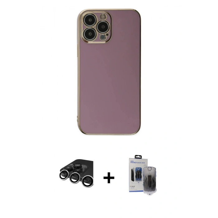MARSİLYAN™- iPhone 15 Pro Max Kılıf Yankı Serisi - Siyah Vanessa Magic Hayalet Cam + Raze Metal Kamera Lens - GS