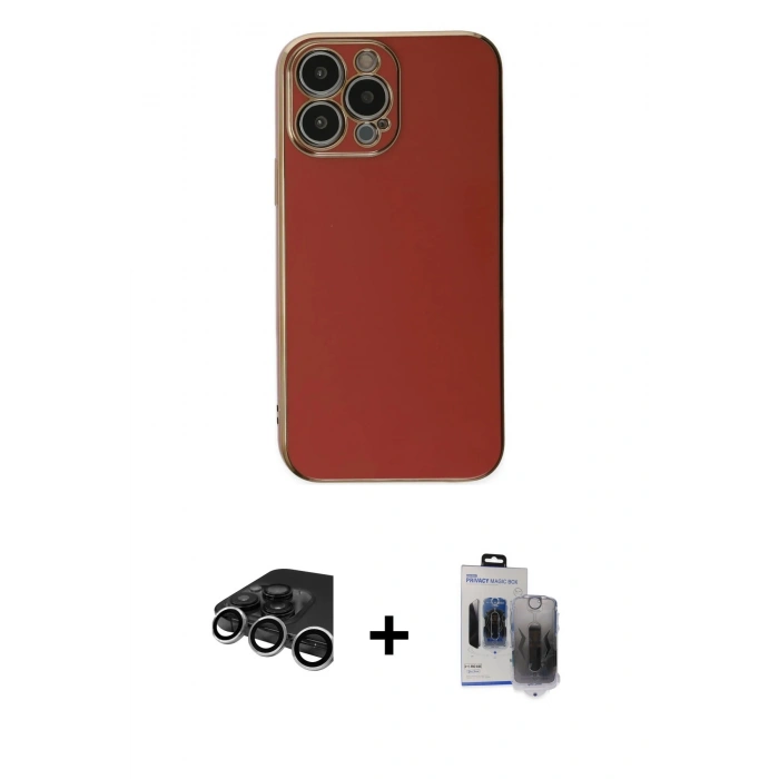 MARSİLYAN™- iPhone 15 Pro Max Kılıf Yankı Serisi - Siyah Vanessa Magic Hayalet Cam + Raze Metal Kamera Lens - GS