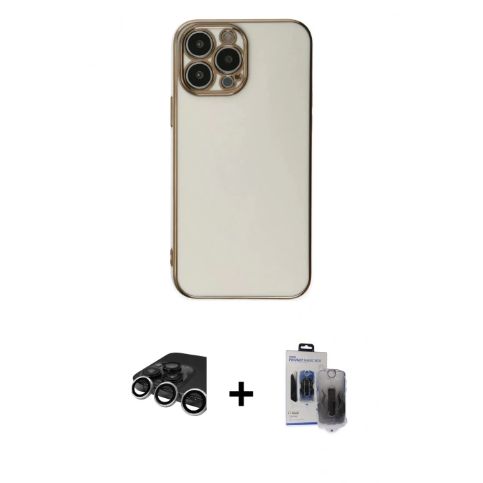 MARSİLYAN™- iPhone 15 Pro Max Kılıf Yankı Serisi - Siyah Vanessa Magic Hayalet Cam + Raze Metal Kamera Lens - GS