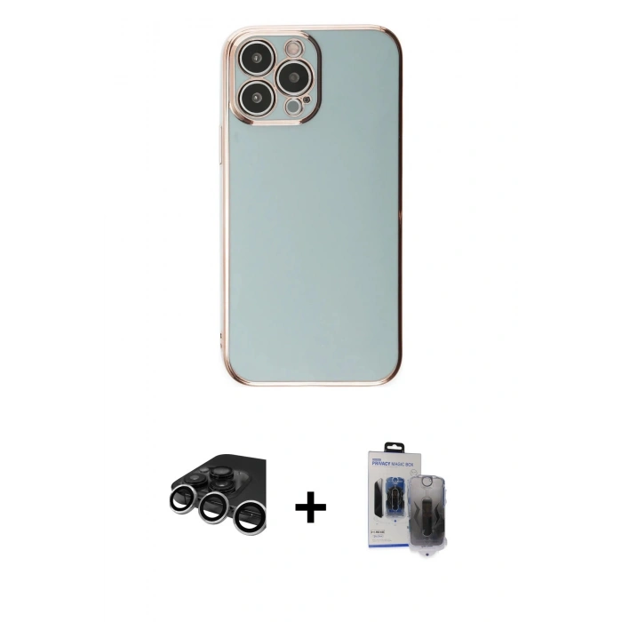 MARSİLYAN™- iPhone 15 Pro Max Kılıf Yankı Serisi - Siyah Vanessa Magic Hayalet Cam + Raze Metal Kamera Lens - GS