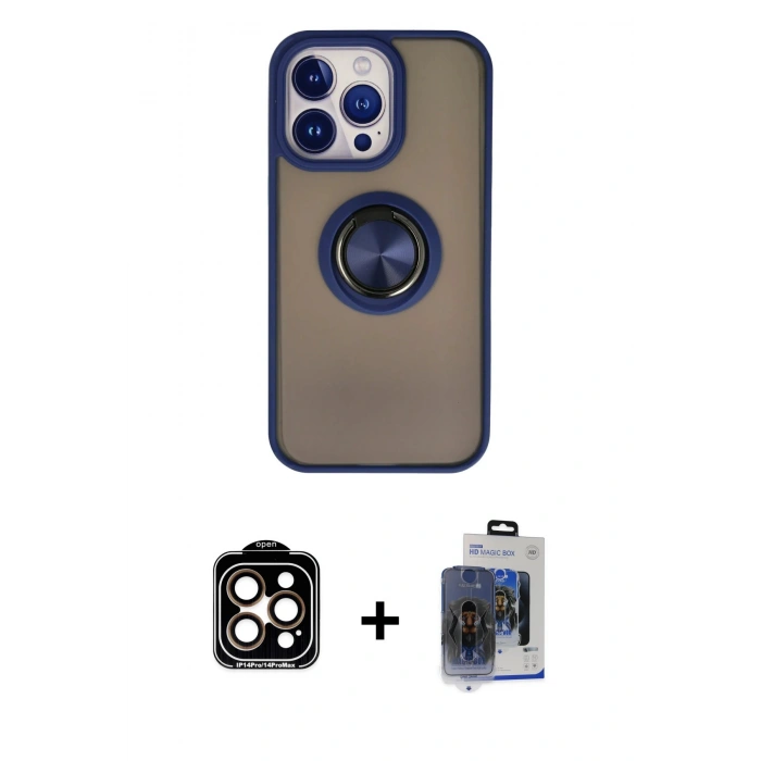 MARSİLYAN™- iPhone 15 Pro Max Kılıf Yörünge Çizgi - Siyah Vanessa Magic Cam + PVD Metal Kamera Lens - TU