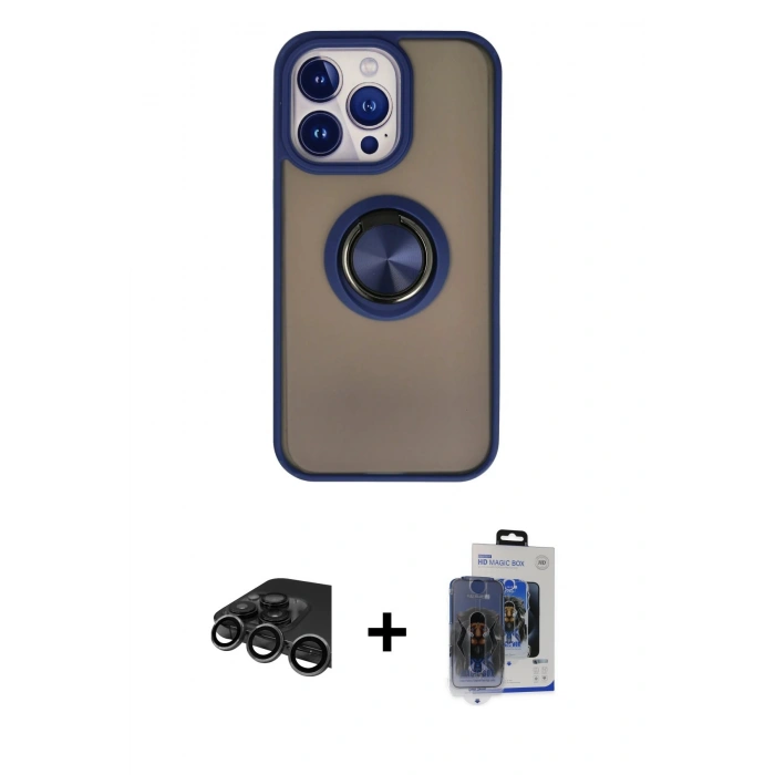 MARSİLYAN™- iPhone 15 Pro Max Kılıf Yörünge Çizgi - Siyah Vanessa Magic Cam + Raze Metal Kamera Lens - TMGI