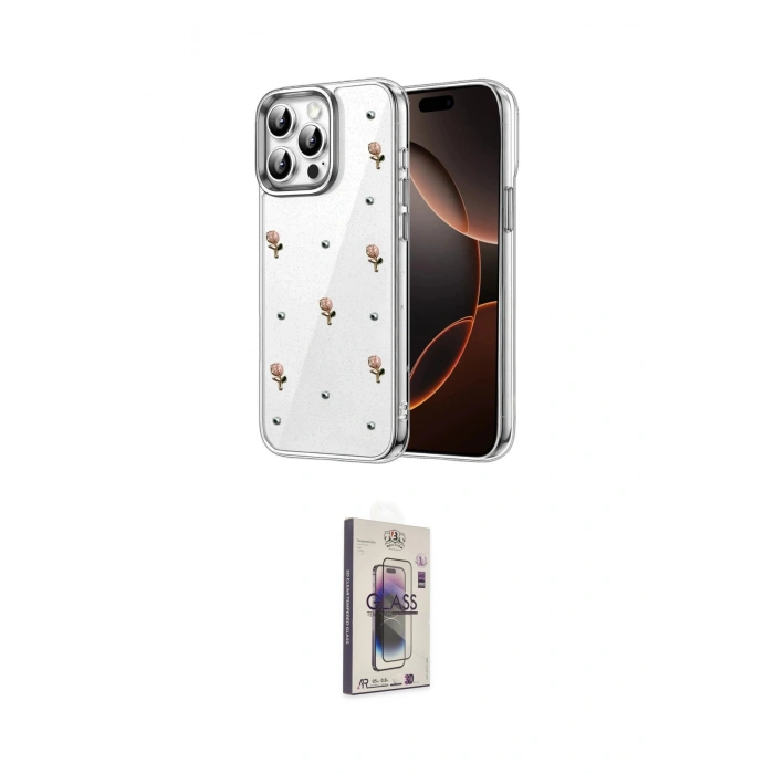 MARSİLYAN™- iPhone 15 Pro Max Kılıf Yörünge Form - Siyah Bilvis 3D Cam Ekran Koruyucu