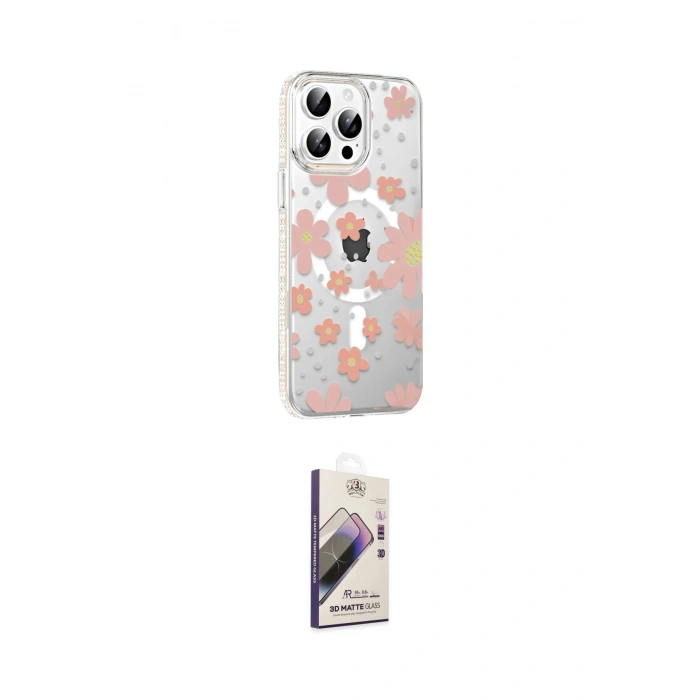 MARSİLYAN™- iPhone 15 Pro Max Kılıf Yörünge Işık Prime - Siyah Bilvis 3D Mat Cam Ekran Koruyucu
