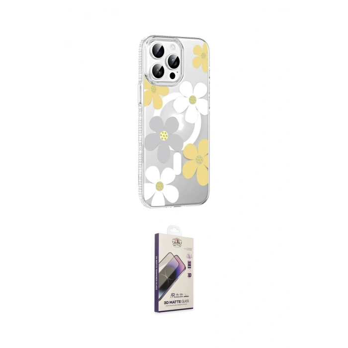 MARSİLYAN™- iPhone 15 Pro Max Kılıf Yörünge Işık Prime - Siyah Bilvis 3D Mat Cam Ekran Koruyucu