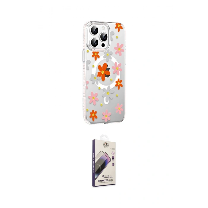 MARSİLYAN™- iPhone 15 Pro Max Kılıf Yörünge Işık Prime - Siyah Bilvis 3D Mat Cam Ekran Koruyucu