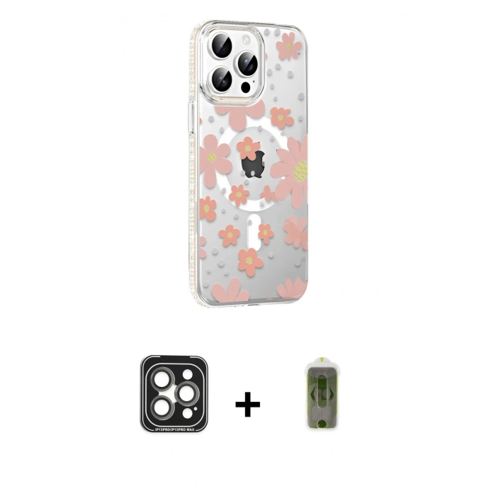 MARSİLYAN™- iPhone 15 Pro Max Kılıf Yörünge Işık Prime - Siyah Joko Magic 5D Hayalet Cam + PVD Metal Kamera Lens - GI