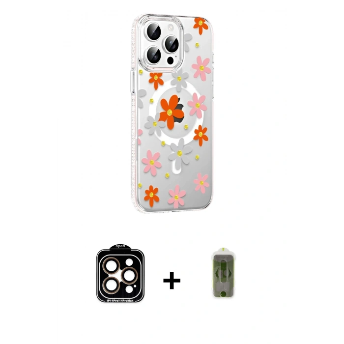 MARSİLYAN™- iPhone 15 Pro Max Kılıf Yörünge Işık Prime - Siyah Joko Magic 5D Hayalet Cam + PVD Metal Kamera Lens - TU