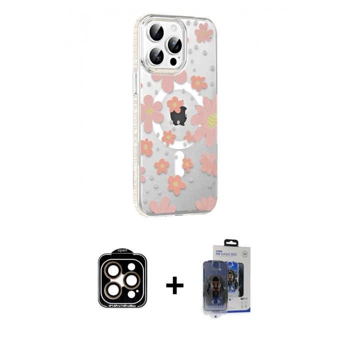 MARSİLYAN™- iPhone 15 Pro Max Kılıf Yörünge Işık Prime - Siyah Vanessa Magic Cam + PVD Metal Kamera Lens - TU