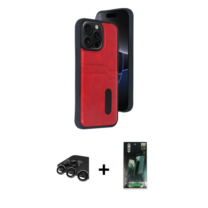 MARSİLYAN™- iPhone 15 Pro Max Kılıf Yörünge Işık Serisi - Şeffaf 360 Full Body Arka Koruyucu + Raze Metal Kamera Lens - TMGI