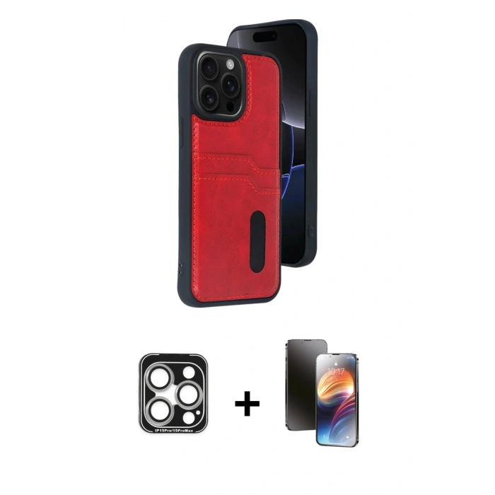 MARSİLYAN™- iPhone 15 Pro Max Kılıf Yörünge Işık Serisi - Siyah 3D Antistatik Mat Seramik Nano Ekran Koruyucu + PVD Metal Kamera Lens - GS