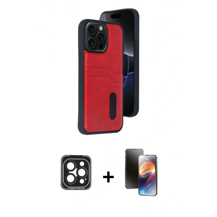 MARSİLYAN™- iPhone 15 Pro Max Kılıf Yörünge Işık Serisi - Siyah 3D Antistatik Mat Seramik Nano Ekran Koruyucu + PVD Metal Kamera Lens - SH