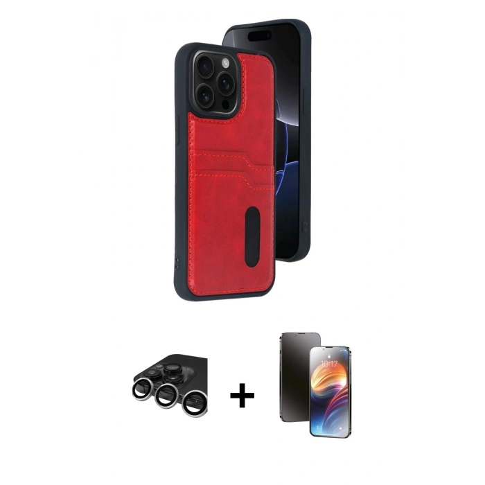 MARSİLYAN™- iPhone 15 Pro Max Kılıf Yörünge Işık Serisi - Siyah 3D Antistatik Mat Seramik Nano Ekran Koruyucu + Raze Metal Kamera Lens - GS