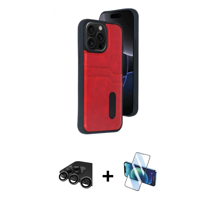 MARSİLYAN™- iPhone 15 Pro Max Kılıf Yörünge Işık Serisi - Siyah 3D Antistatik Seramik Nano Ekran Koruyucu + Raze Metal Kamera Lens - TMGI