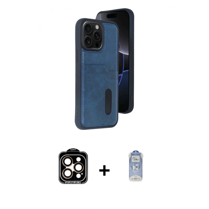 MARSİLYAN™- iPhone 15 Pro Max Kılıf Yörünge Işık Serisi - Siyah Joko Magic 5D Cam + PVD Metal Kamera Lens - TU