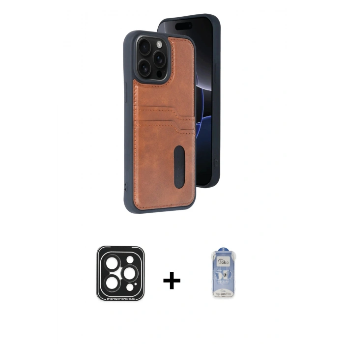 MARSİLYAN™- iPhone 15 Pro Max Kılıf Yörünge Işık Serisi - Siyah Joko Magic 5D Cam + PVD Metal Kamera Lens - SH