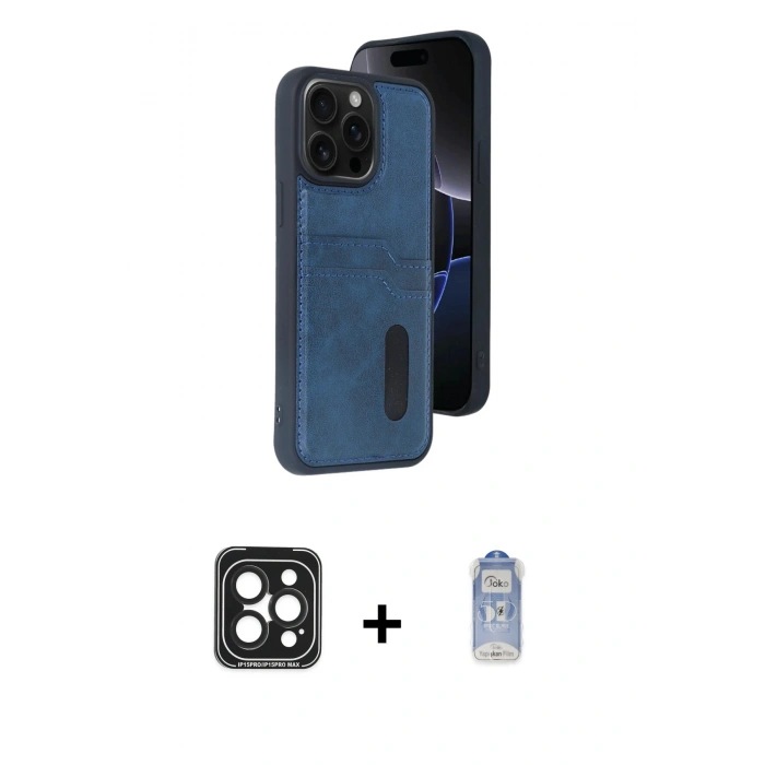 MARSİLYAN™- iPhone 15 Pro Max Kılıf Yörünge Işık Serisi - Siyah Joko Magic 5D Cam + PVD Metal Kamera Lens - SH