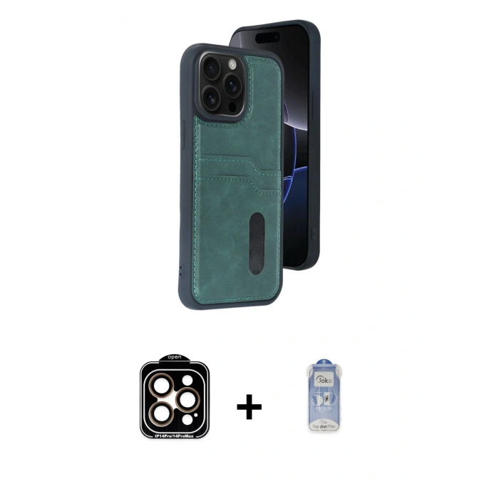 MARSİLYAN™- iPhone 15 Pro Max Kılıf Yörünge Işık Serisi - Siyah Joko Magic 5D Cam + PVD Metal Kamera Lens - TU