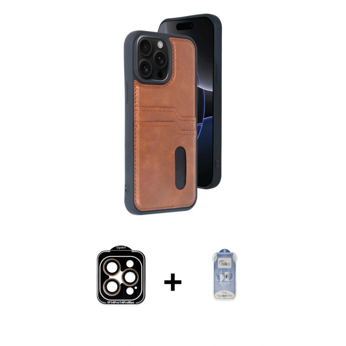 MARSİLYAN™- iPhone 15 Pro Max Kılıf Yörünge Işık Serisi - Siyah Joko Magic 5D Cam + PVD Metal Kamera Lens - TU