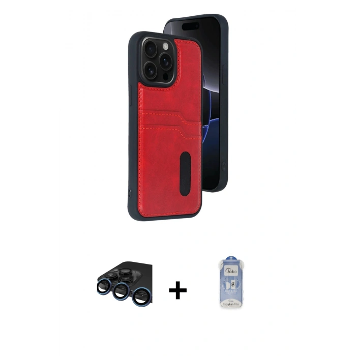 MARSİLYAN™- iPhone 15 Pro Max Kılıf Yörünge Işık Serisi - Siyah Joko Magic 5D Cam + Raze Metal Kamera Lens - LT