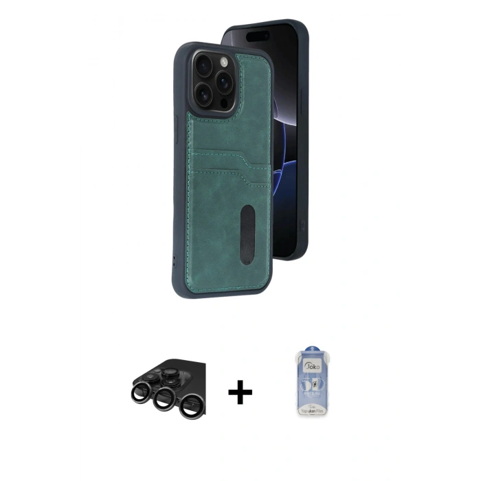 MARSİLYAN™- iPhone 15 Pro Max Kılıf Yörünge Işık Serisi - Siyah Joko Magic 5D Cam + Raze Metal Kamera Lens - TMGI