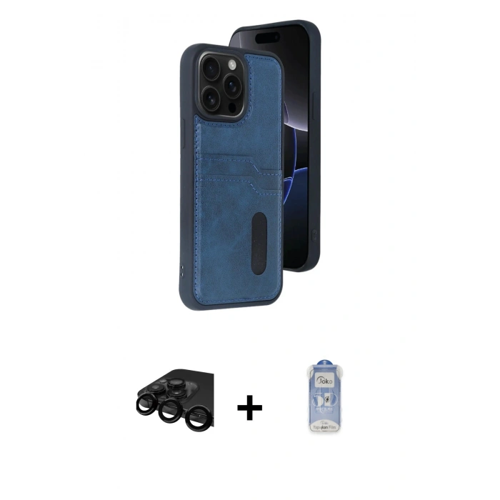 MARSİLYAN™- iPhone 15 Pro Max Kılıf Yörünge Işık Serisi - Siyah Joko Magic 5D Cam + Raze Metal Kamera Lens - SH