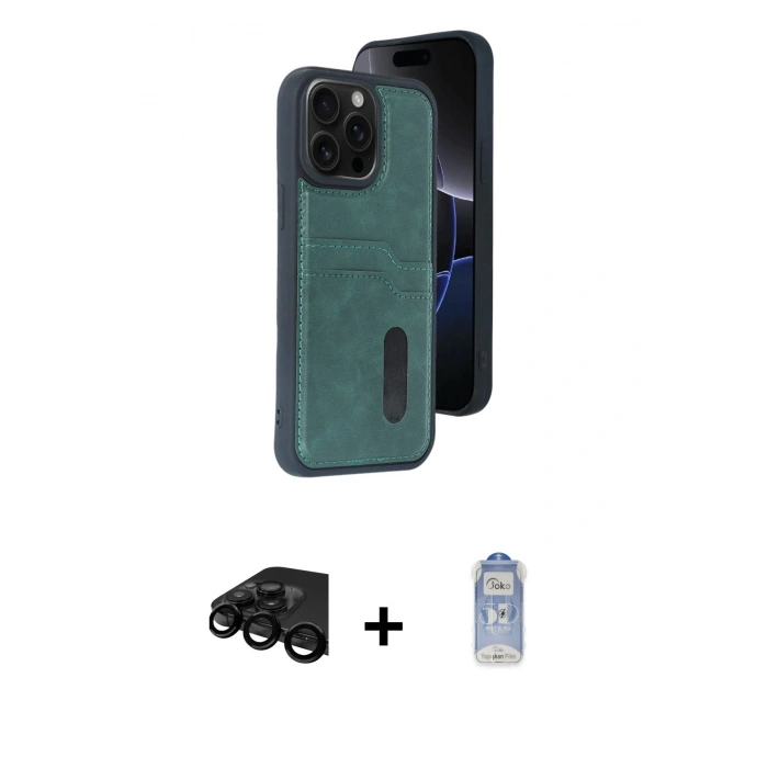 MARSİLYAN™- iPhone 15 Pro Max Kılıf Yörünge Işık Serisi - Siyah Joko Magic 5D Cam + Raze Metal Kamera Lens - SH