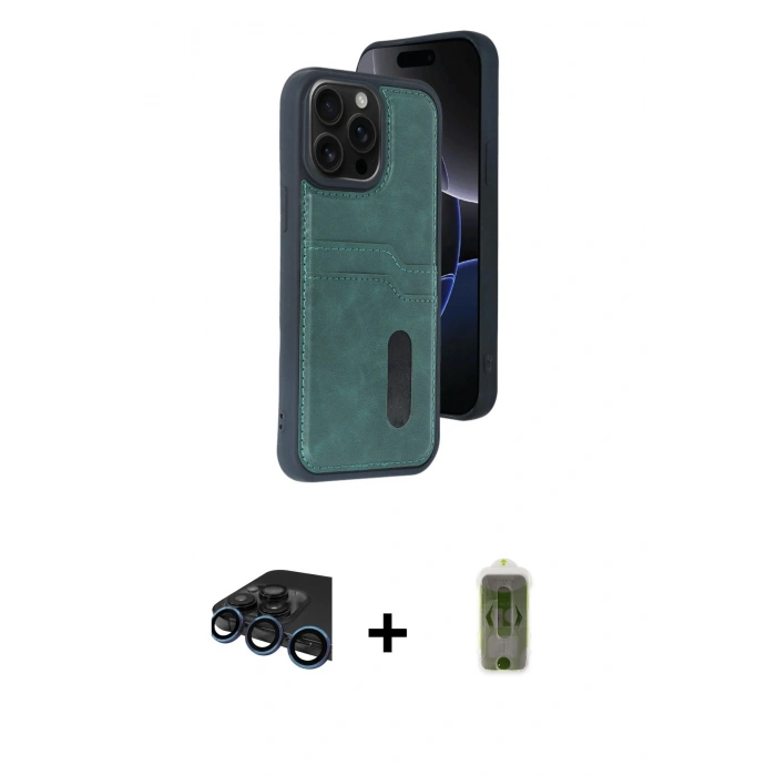MARSİLYAN™- iPhone 15 Pro Max Kılıf Yörünge Işık Serisi - Siyah Joko Magic 5D Hayalet Cam + Raze Metal Kamera Lens - LT