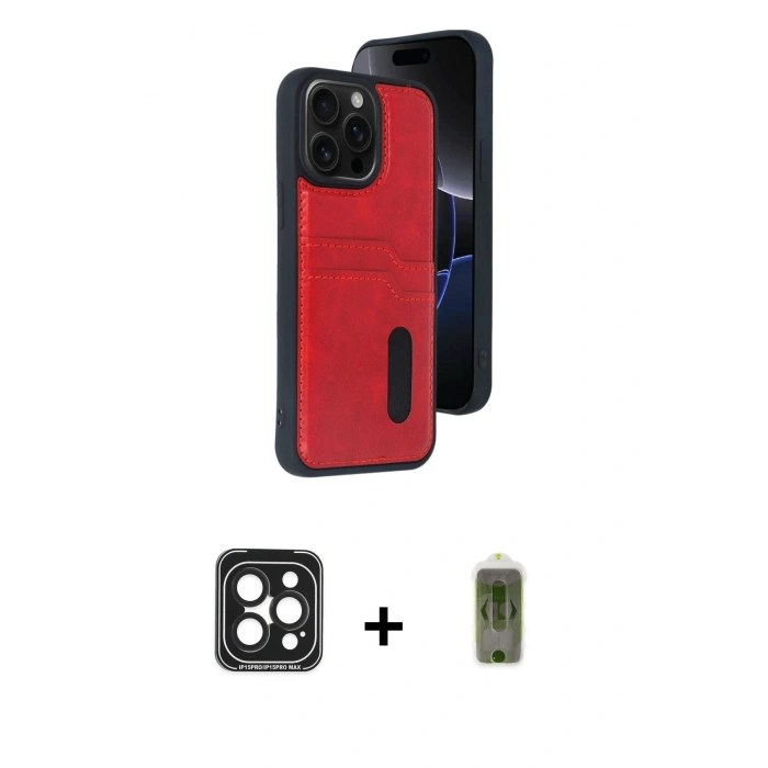 MARSİLYAN™- iPhone 15 Pro Max Kılıf Yörünge Işık Serisi - Siyah Joko Magic 5D Hayalet Cam + PVD Metal Kamera Lens - SH