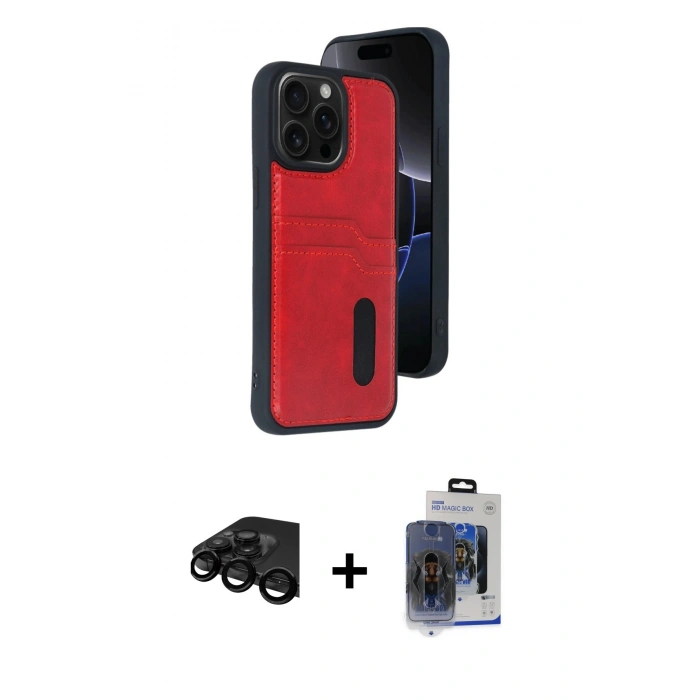 MARSİLYAN™- iPhone 15 Pro Max Kılıf Yörünge Işık Serisi - Siyah Vanessa Magic Cam + Raze Metal Kamera Lens - SH