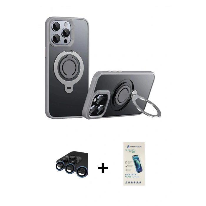 MARSİLYAN™- iPhone 15 Pro Max Kılıf Zirve Çizgi Prime - Şeffaf Pasifik Cam Ekran Koruyucu + Raze Metal Kamera Lens - LT