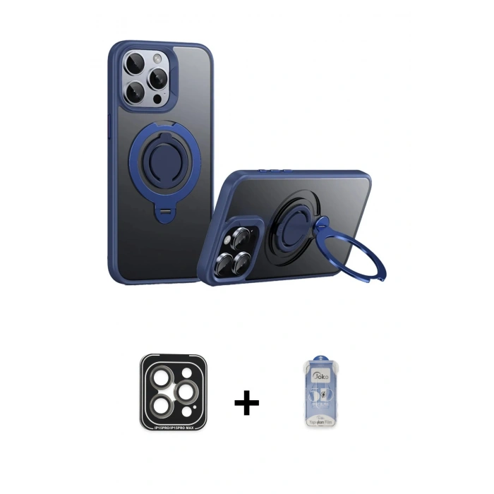MARSİLYAN™- iPhone 15 Pro Max Kılıf Zirve Çizgi Prime - Siyah Joko Magic 5D Cam + PVD Metal Kamera Lens - GI