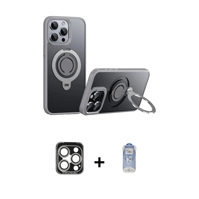 MARSİLYAN™- iPhone 15 Pro Max Kılıf Zirve Çizgi Prime - Siyah Joko Magic 5D Cam + PVD Metal Kamera Lens - GS