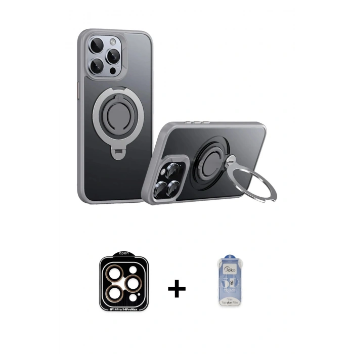 MARSİLYAN™- iPhone 15 Pro Max Kılıf Zirve Çizgi Prime - Siyah Joko Magic 5D Cam + PVD Metal Kamera Lens - TU