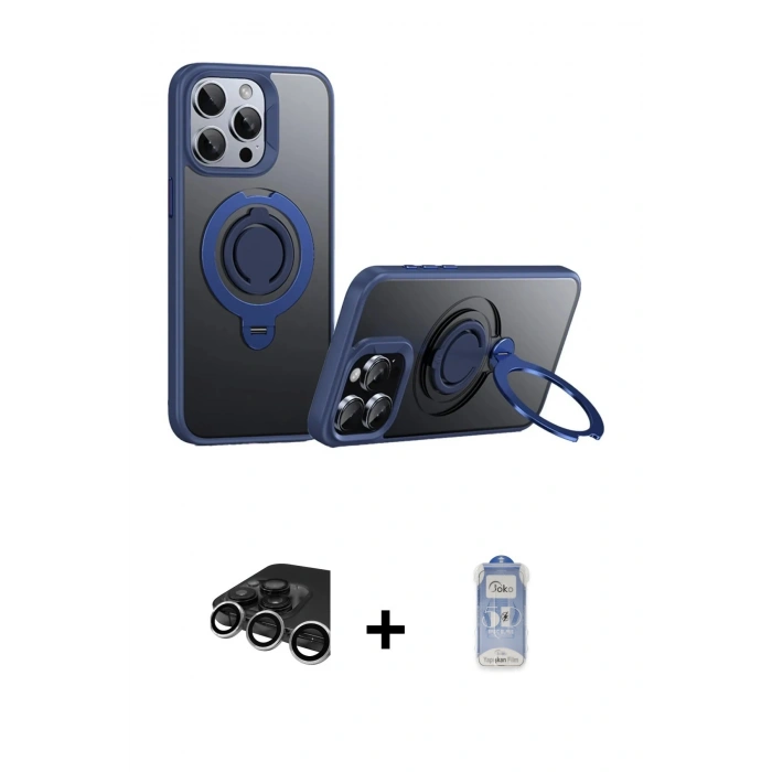 MARSİLYAN™- iPhone 15 Pro Max Kılıf Zirve Çizgi Prime - Siyah Joko Magic 5D Cam + Raze Metal Kamera Lens - GS
