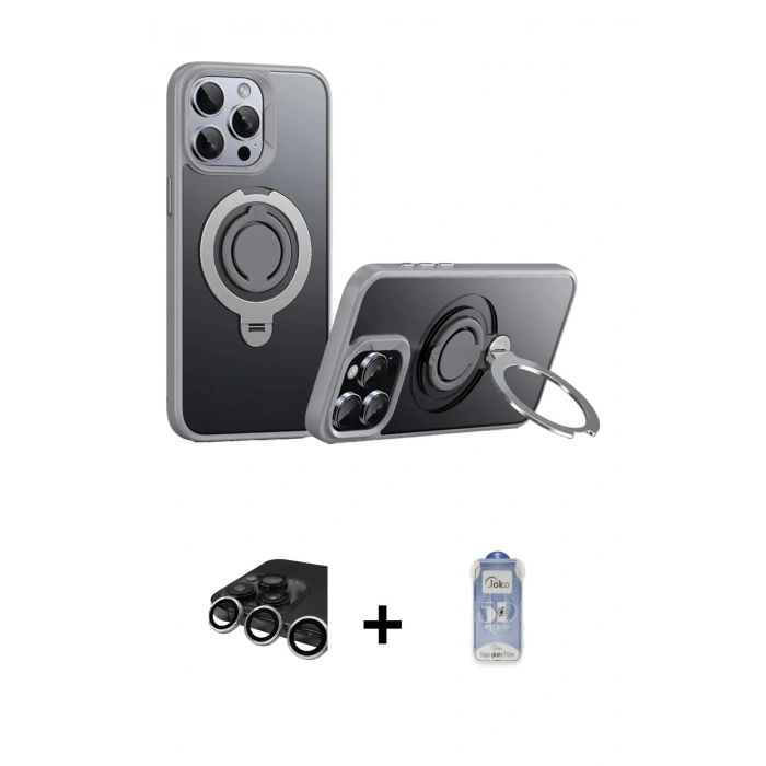 MARSİLYAN™- iPhone 15 Pro Max Kılıf Zirve Çizgi Prime - Siyah Joko Magic 5D Cam + Raze Metal Kamera Lens - GS