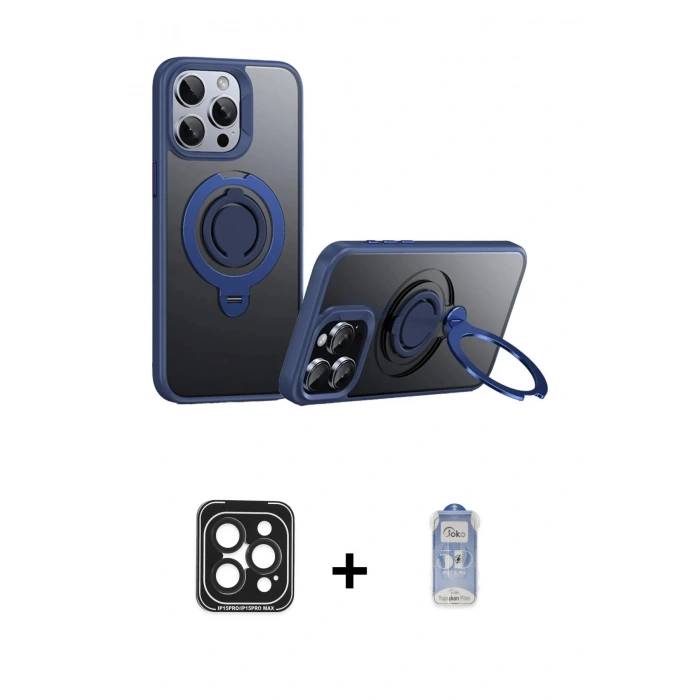 MARSİLYAN™- iPhone 15 Pro Max Kılıf Zirve Çizgi Prime - Siyah Joko Magic 5D Cam + PVD Metal Kamera Lens - SH