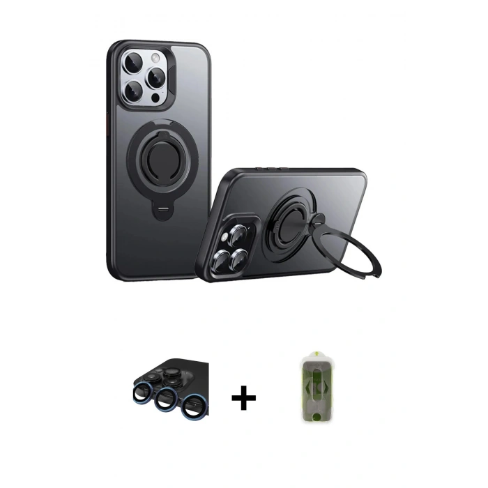 MARSİLYAN™- iPhone 15 Pro Max Kılıf Zirve Çizgi Prime - Siyah Joko Magic 5D Hayalet Cam + Raze Metal Kamera Lens - LT