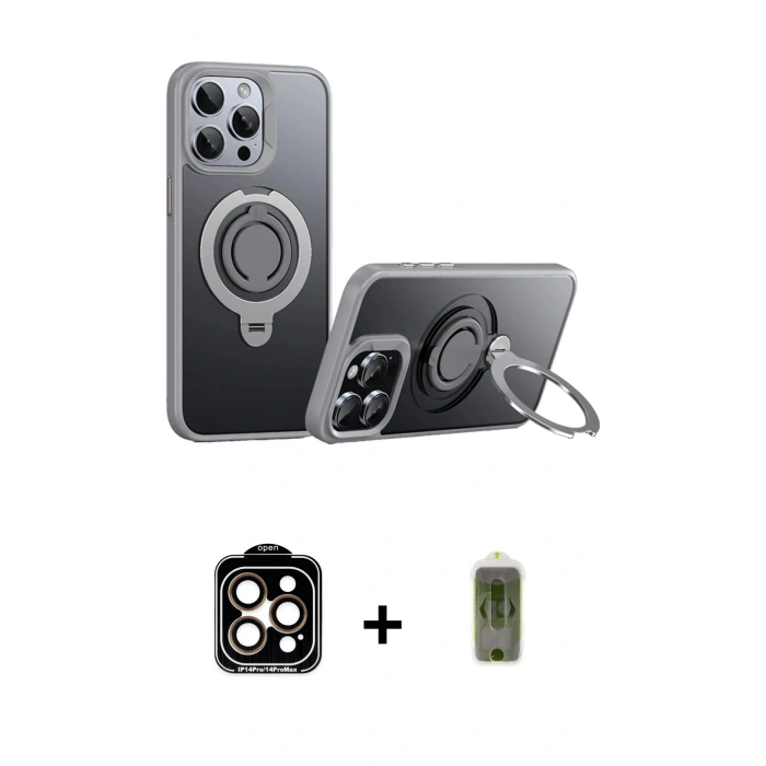 MARSİLYAN™- iPhone 15 Pro Max Kılıf Zirve Çizgi Prime - Siyah Joko Magic 5D Hayalet Cam + PVD Metal Kamera Lens - TU