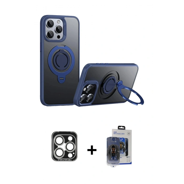 MARSİLYAN™- iPhone 15 Pro Max Kılıf Zirve Çizgi Prime - Siyah Vanessa Magic Cam + Gümüş PVD Metal Kamera Lens