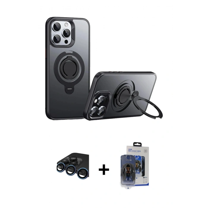 MARSİLYAN™- iPhone 15 Pro Max Kılıf Zirve Çizgi Prime - Siyah Vanessa Magic Cam + Raze Metal Kamera Lens - LT